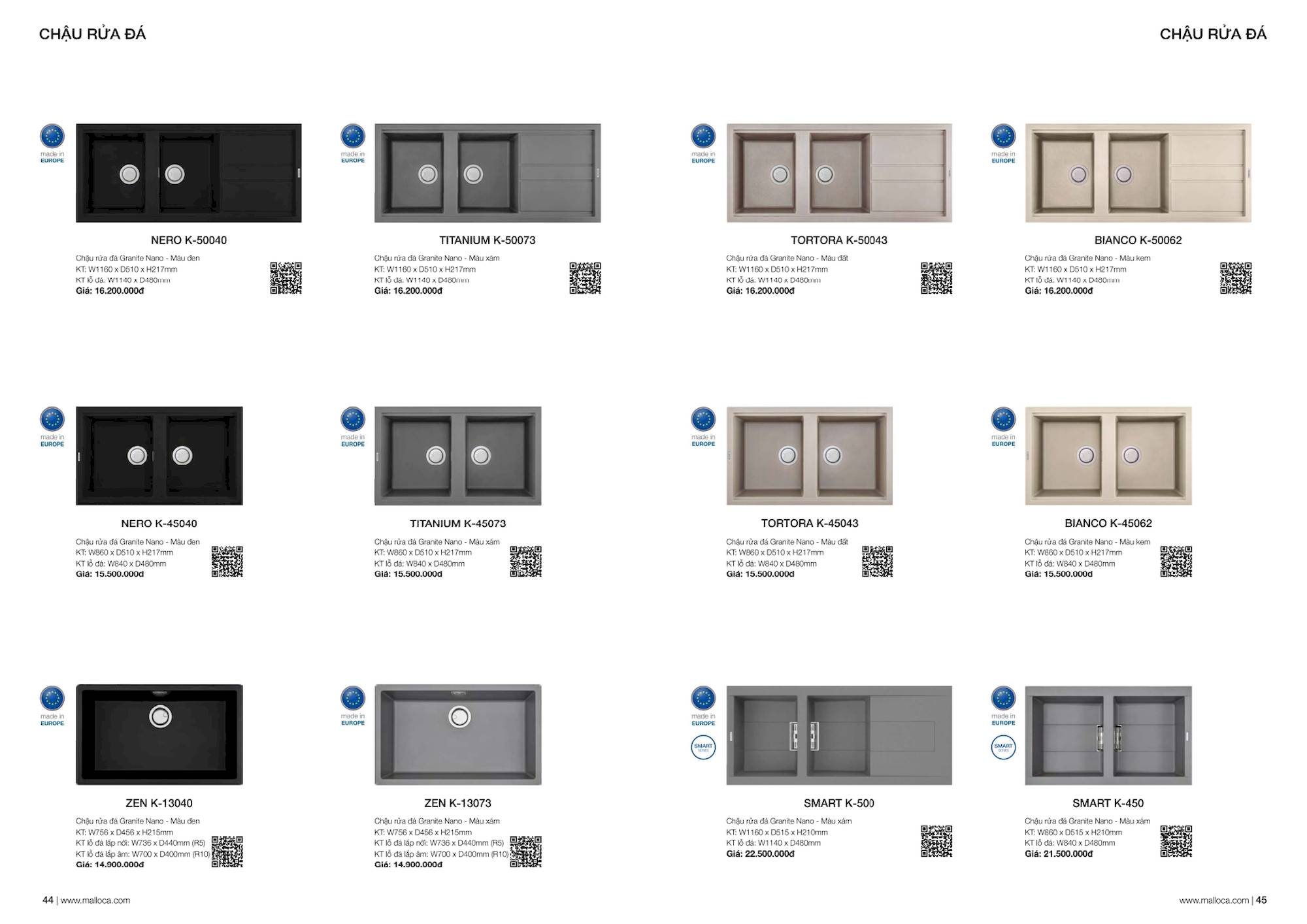 Thiết bị bếp MALLOCA Catalogue và Bảng giá mới nhất 2024 /Page 22